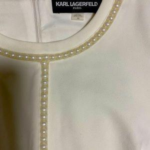Karl Lagerfeld Pearl Accent Off white midi dress size 10